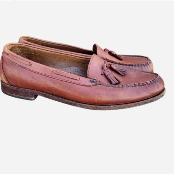 Allen Edmonds Naple Brown Leather Tassel Slip On Dress Casual Loafer Shoe Men 13 - Picture 2 of 11